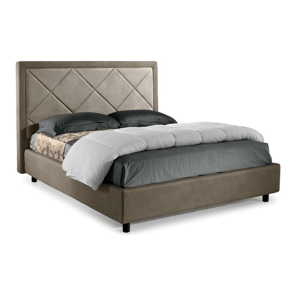 Letto Matrimoniale, Modello Miami, L'elemento Principale E La Lavorazione Della Testata Letto, Rete A Doghe 160x190 Cm, Tessuto Giroletto Sfoderabile, Made In Italy - Foto 1