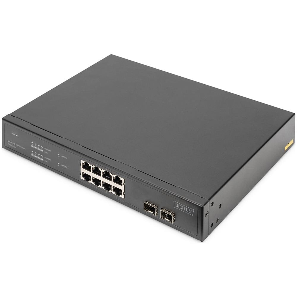 Switch PoE Gigabit Ethernet 8 porte con 2 porte SFP UPLINK, power budget 140W - Foto 1
