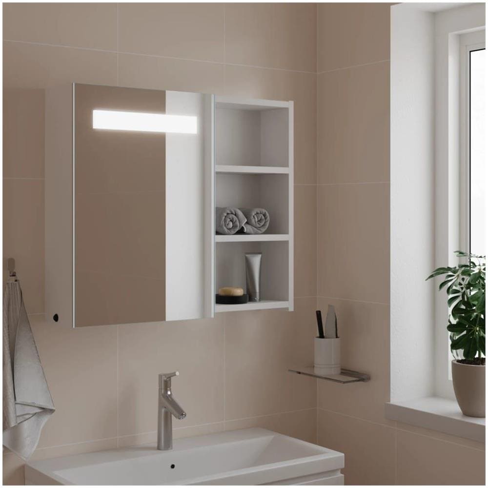 Armadietto Bagno con Specchio e LED Bianco 60x13x52 cm - Foto 2