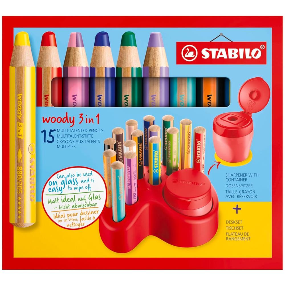 woody 3 in 1 - Premium DeskSet - Pack da 15 - 10 woody 3 in 1, 2 woody 3 in 1 Pastel, 3 woody 3 in 1 duo, 1 Temperino, 1 Deskset - Foto 2