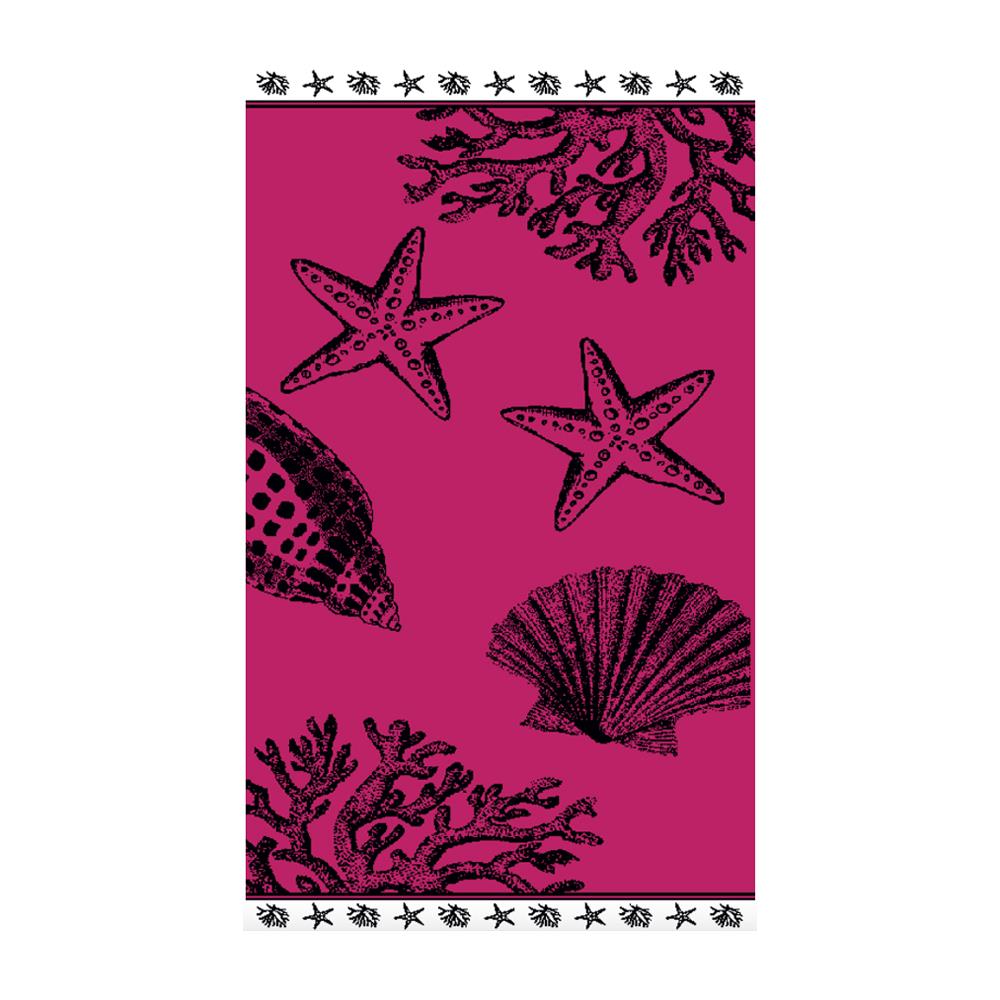 Telo Mare Spiaggia Piscina Jacquard In Spugna Disegno Baleari Fucsia   - Foto 1