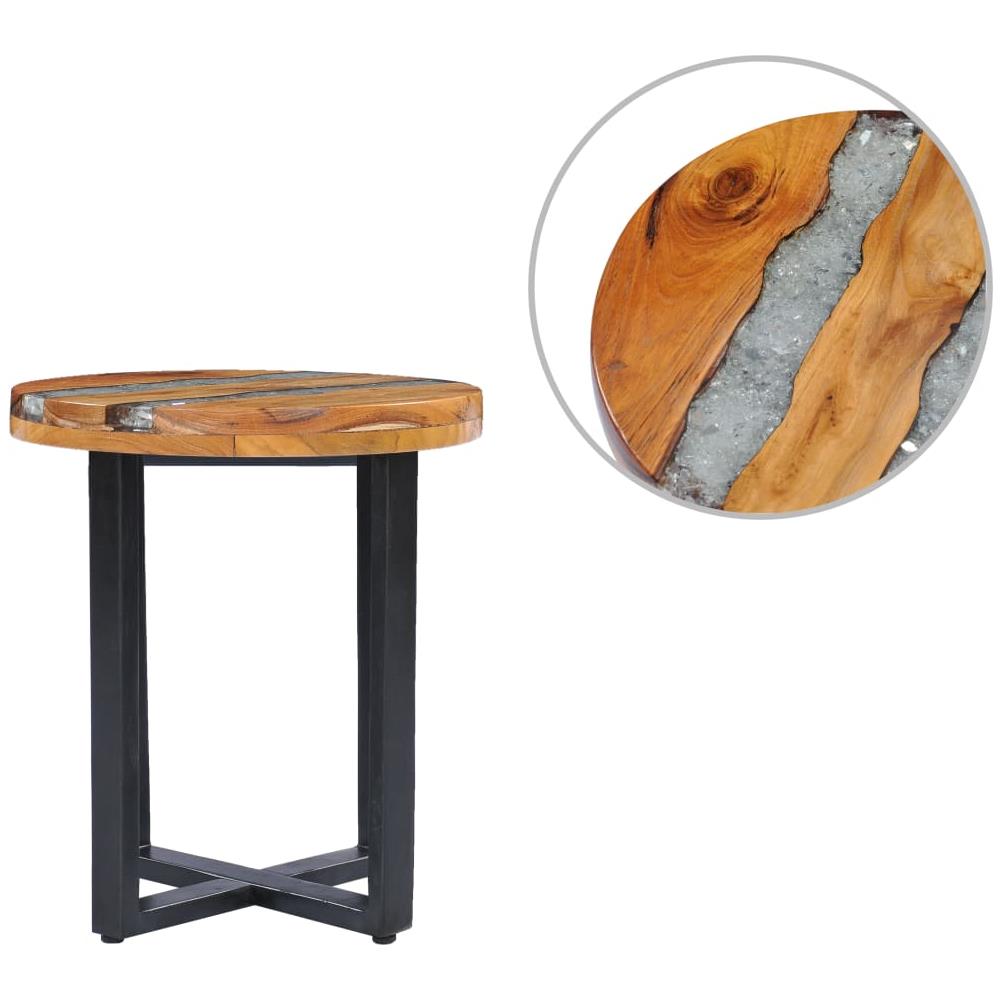 Tavolino Da Caffè 40x45 Cm Legno Massello Teak E Poliresina - Foto 1