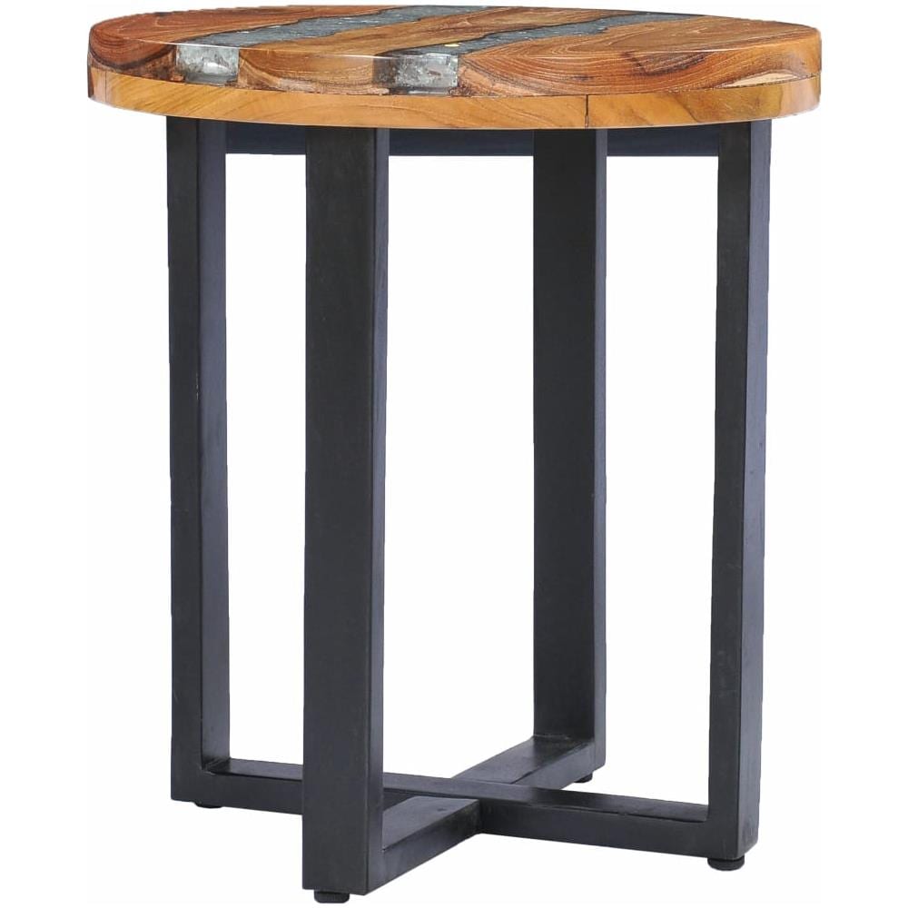 Tavolino Da Caffè 40x45 Cm Legno Massello Teak E Poliresina - Foto 2