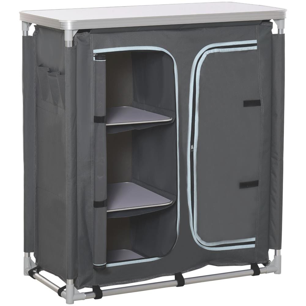 Cucina Da Campeggio In Alluminio Con Doppio Armadietto, 3 Mensole E Sacca Di Trasporto - Foto 1