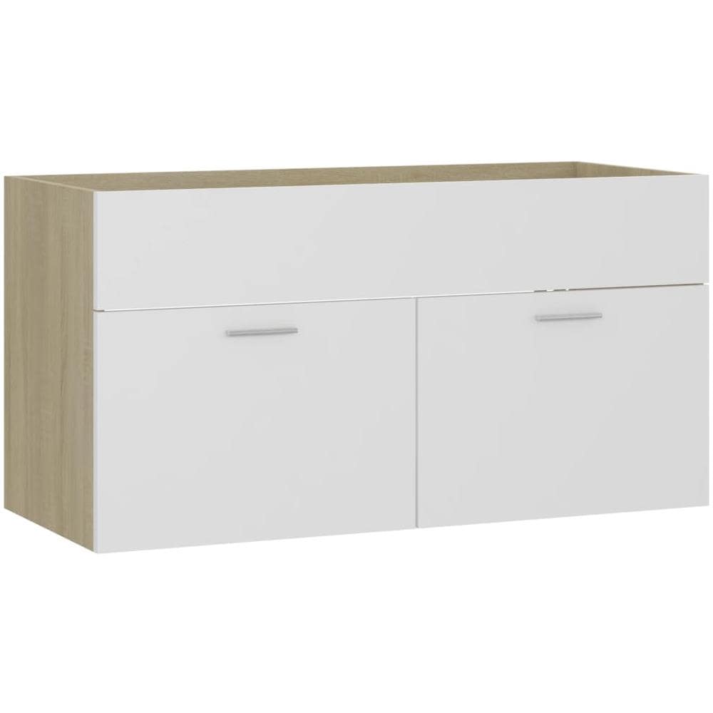 Mobile Sottolavabo Bianco Rovere Sonoma 90x38,5x46 Multistrato - Foto 1