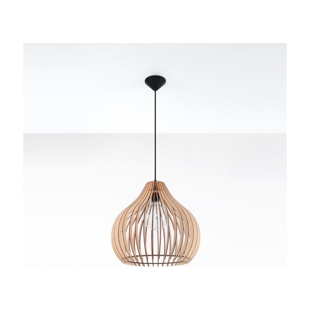 Lampada A Sospensione In Filo Di Legno Naturale E27 - Foto 2