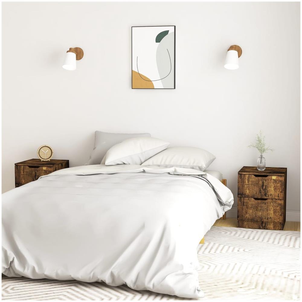 Comodini 2 pz Rovere Fumo 40x40x50 cm in Legno Multistrato - Foto 1