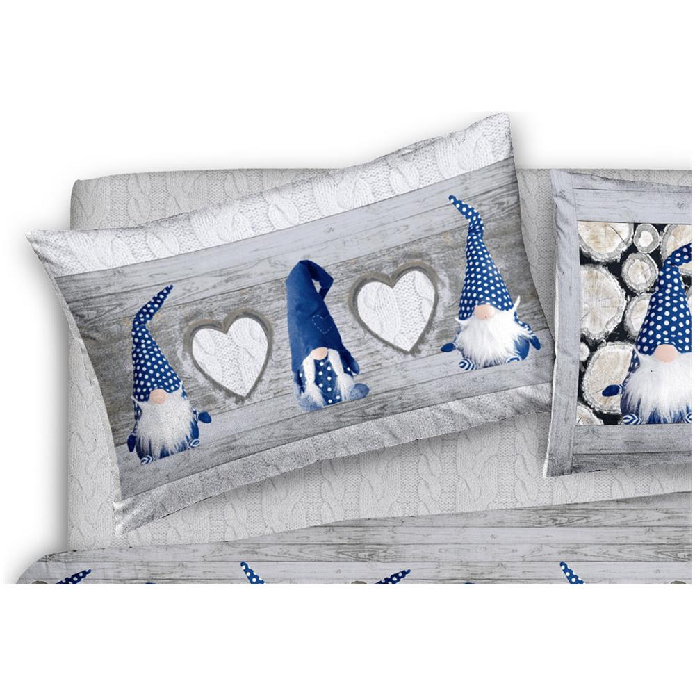 Copripiumino Sacco Piumone Pensieri Delicati 100% Cotone Disegno Gnomi Matrimoniale Blu - Foto 2