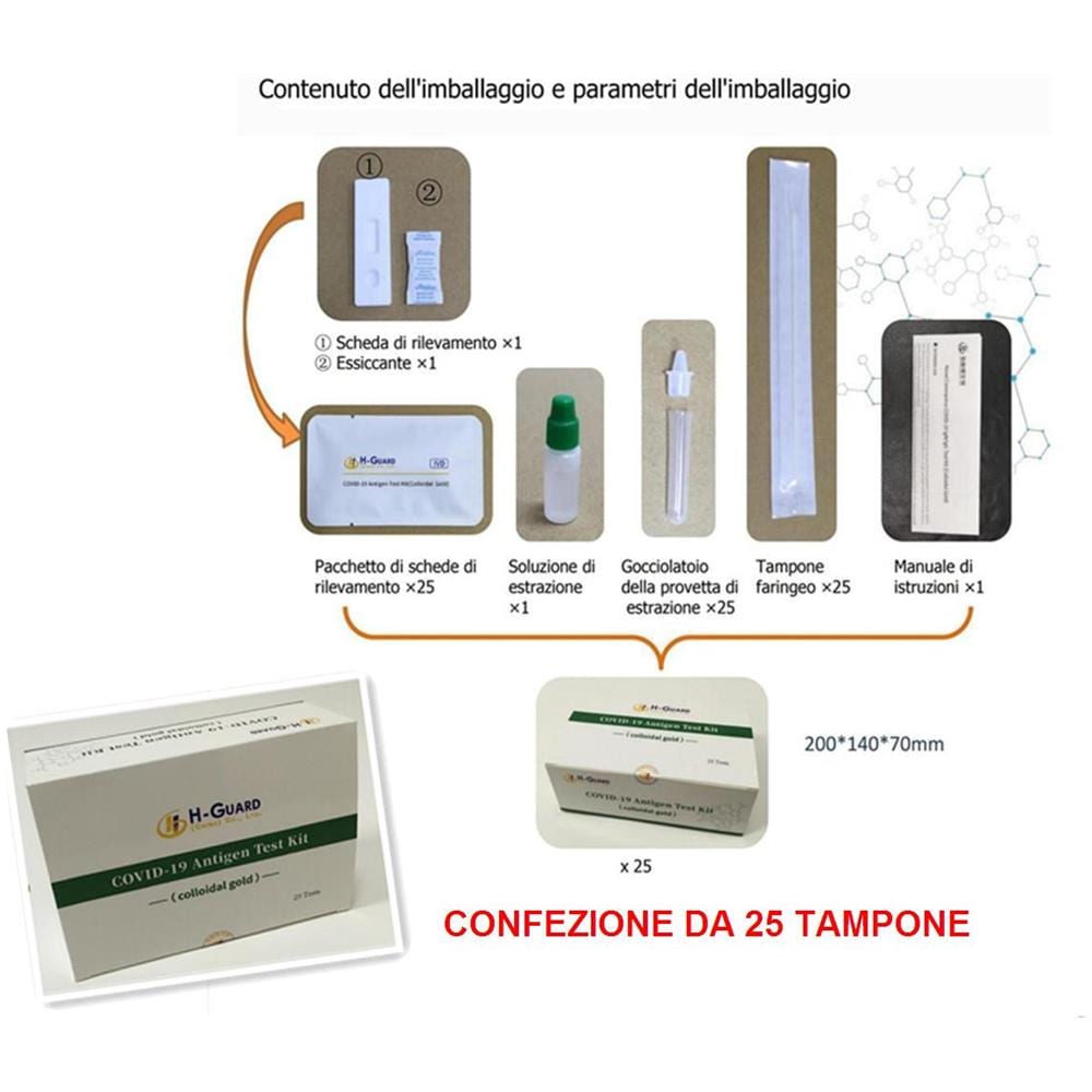 Scatola Da 25 Pezzi Test Tampone Rapido Sars-cov-2 Covid-19 (coronavirus) Kit Test Diagnostico A Risultato Rapido - Foto 1