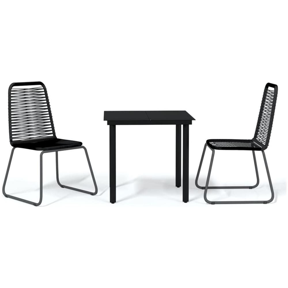 Set Mobili Da Pranzo Per Giardino 3 Pz Nero - Foto 2