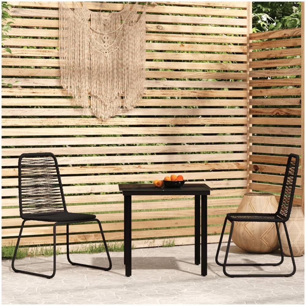 Set Mobili Da Pranzo Per Giardino 3 Pz Nero - Foto 1