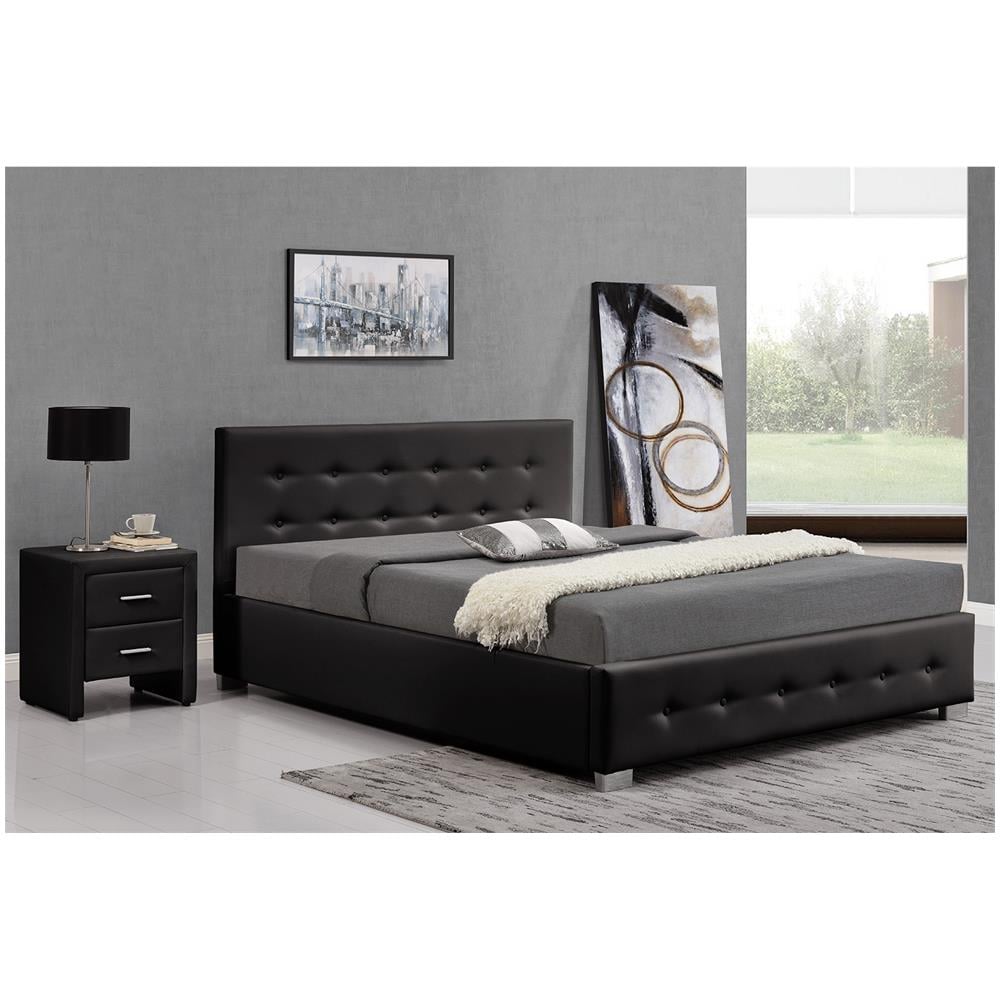 Newington Struttura Letto Imbottita Nera Con Contenitore 160x200 Cm - Foto 1