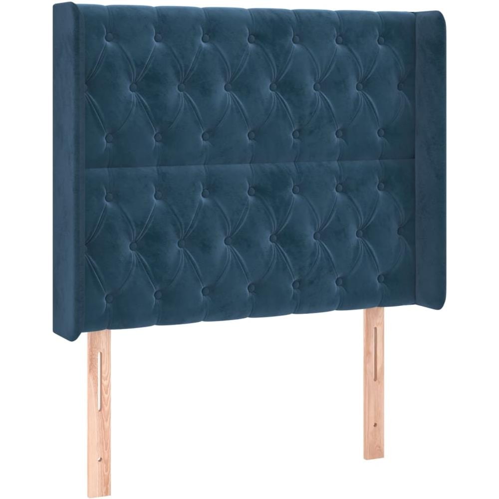 Testiera Ad Orecchio Blu Scuro 103x16x118/128 Cm In Velluto - Foto 2