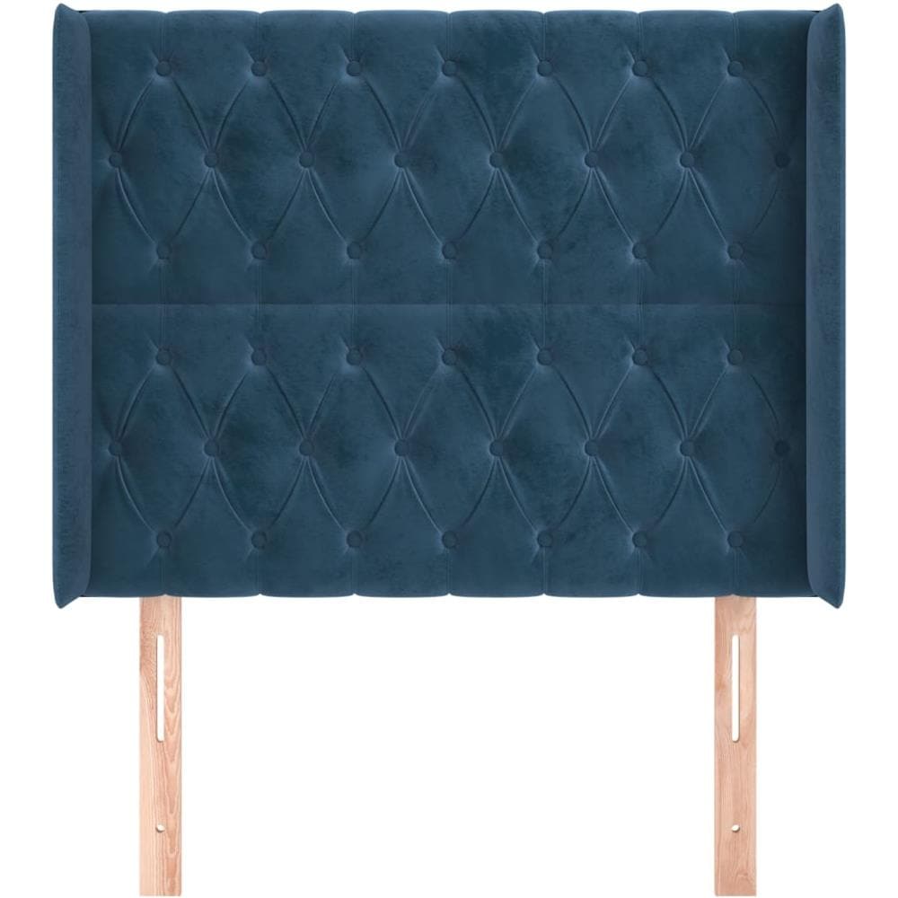 Testiera Ad Orecchio Blu Scuro 103x16x118/128 Cm In Velluto - Foto 3