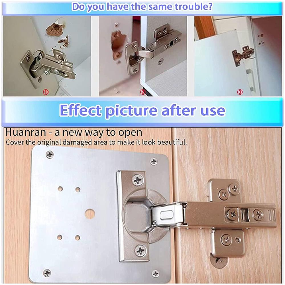 Piastra Di Riparazione Per Cerniere Per Mobili 9x9 Cm In Acciaio Inox 4-pack - Foto 2