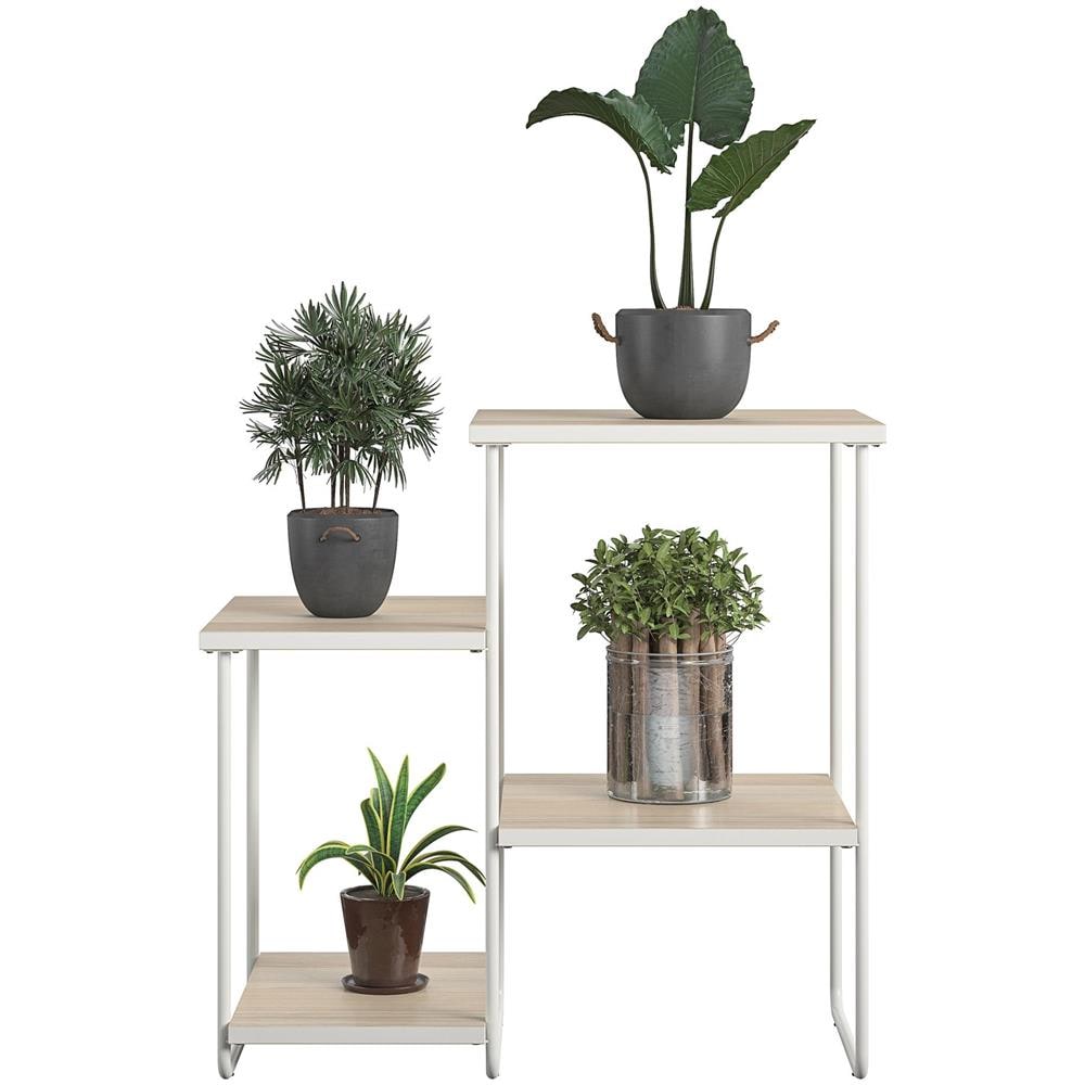 Dante Portapiante In Truciolare Laminato Nature E Struttura In Metallo Bianco - Foto 8