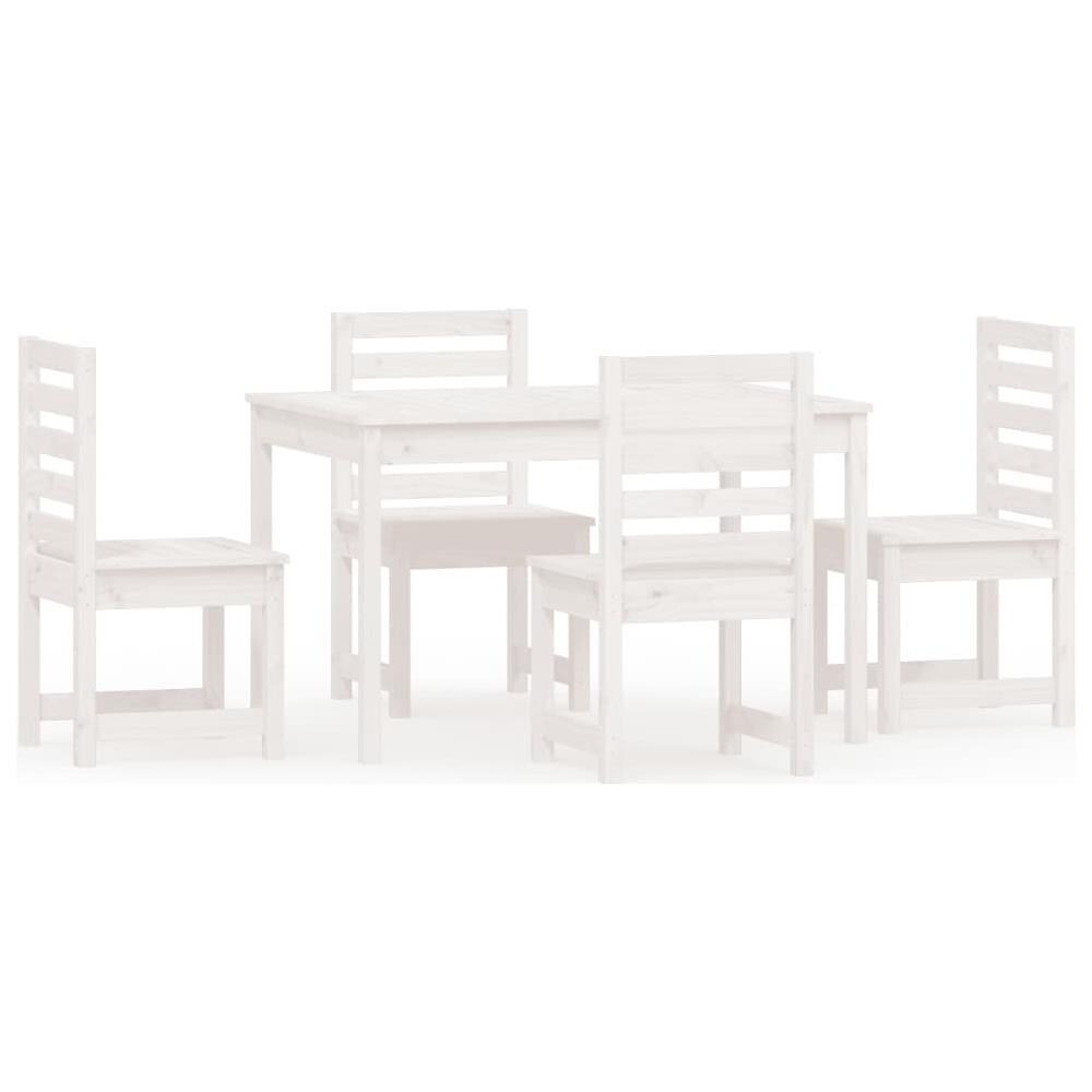 Set Da Pranzo Per Giardino 5pz Bianco In Legno Massello Di Pino - Foto 2
