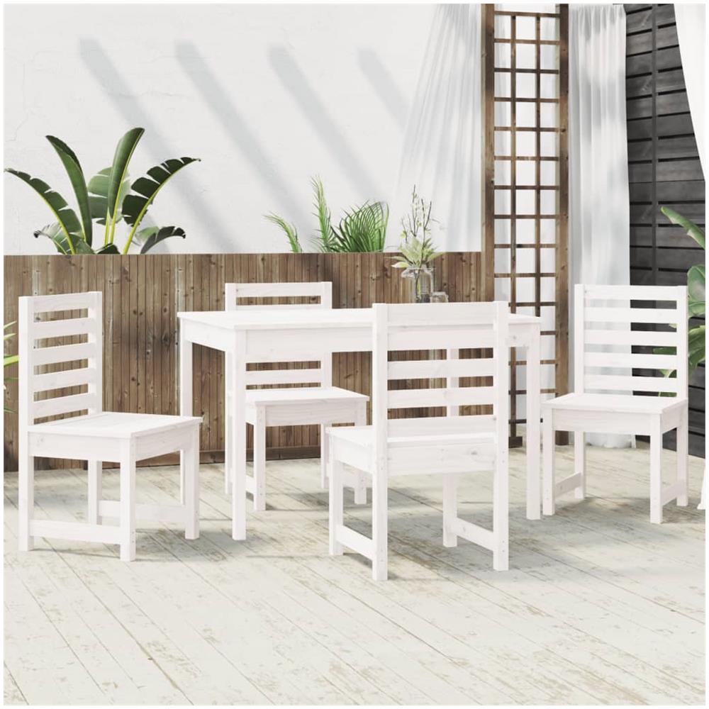 Set Da Pranzo Per Giardino 5pz Bianco In Legno Massello Di Pino - Foto 3