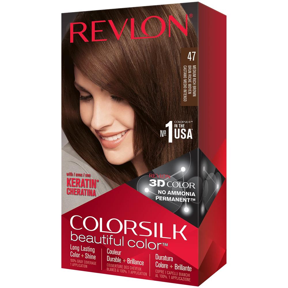 Permanent Hair Color, Tintura Permanente Per Capelli, Colorisilk Con Copertura Grigia Al 100%, Senza Ammoniaca, Cheratina E Aminoacidi, 47 Castano Medio Ricco, 44 Oz (confezione Da 1) - Foto 2