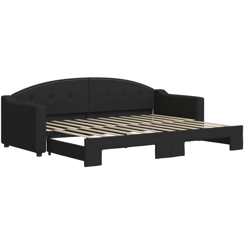 Divano Letto Con Letto Estraibile Nero 80x200 Tessuto - Foto 2