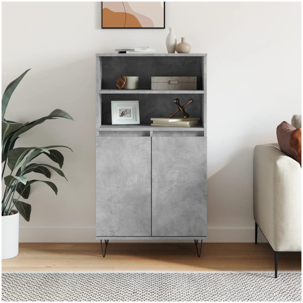 Credenza Grigio Cemento 60x36x110 Cm In Legno Multistrato - Foto 1