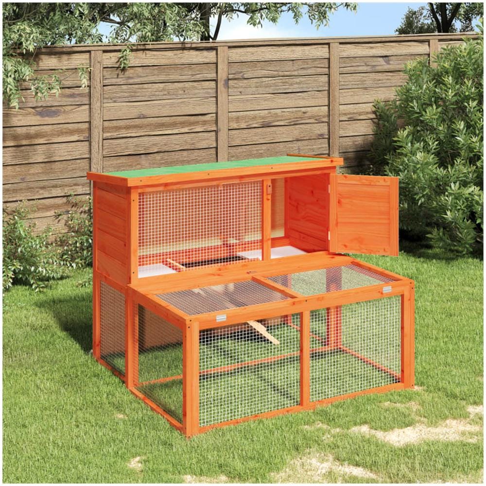 Conigliera Marrone 102x90x84,5 Cm In Legno Massello Di Pino - Foto 1