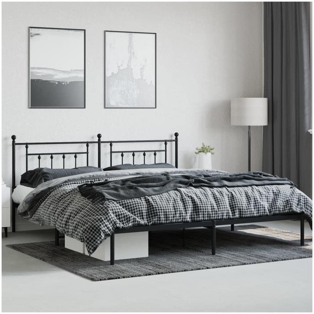 Giroletto Con Testiera In Metallo Nero 200x200 Cm - Foto 3