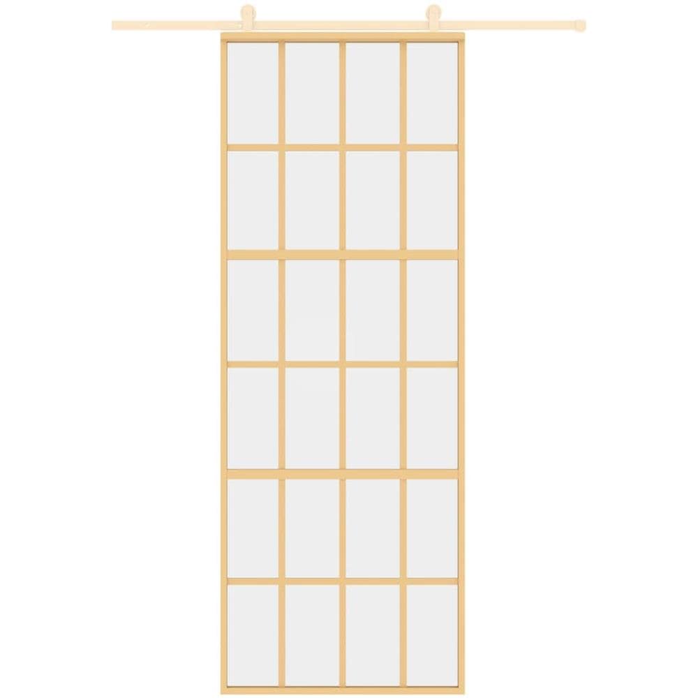 Porta Scorrevole Dorata 76x205 Vetro Trasparente Esg Alluminio - Foto 3