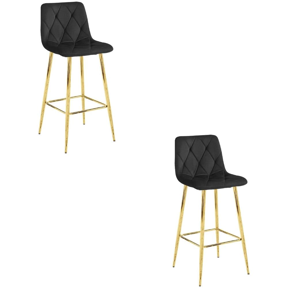 KODA STOOL Sgabello da bar in velluto nero Design moderno x2 - Foto 1