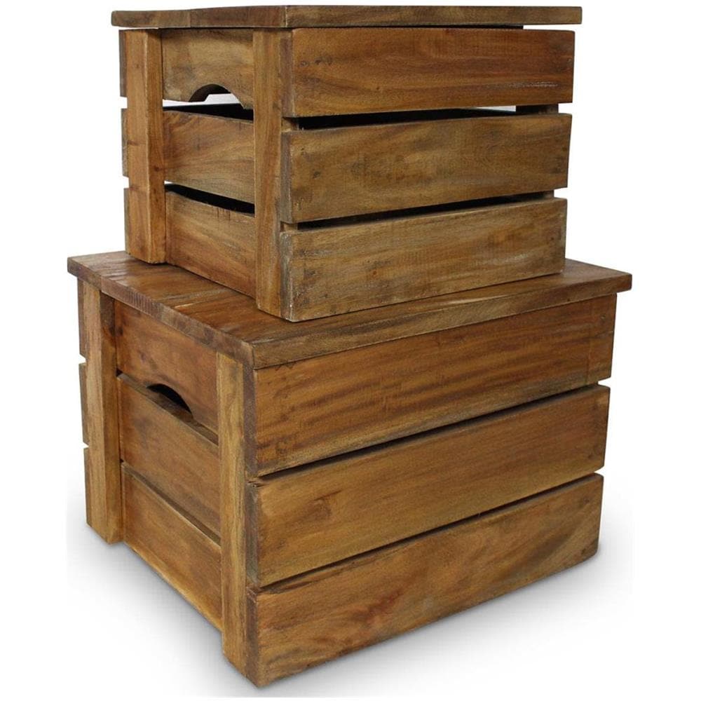 Set di Casse Portaoggetti 2 pz in Legno Massello di Mogano - Foto 1