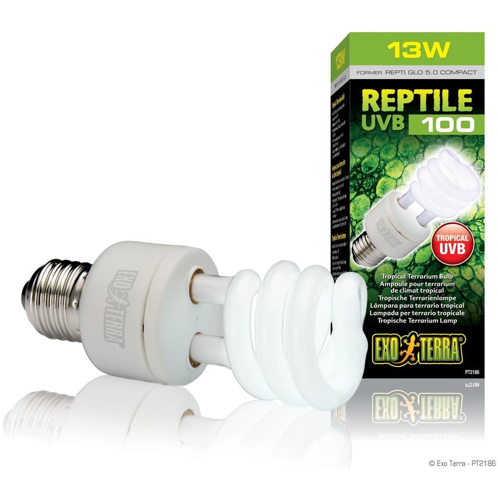 Reptile Uvb 100 (5% Uvb) - 13 W E27 - Lampada Per Terrari Tropicali - Foto 1