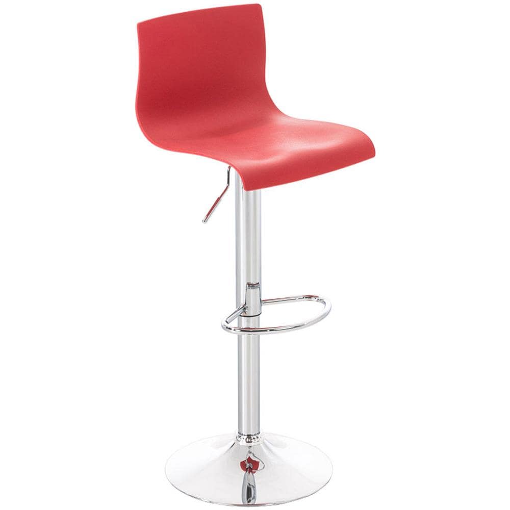 Sgabello Alto Hoover in Polipropilene E Metallo I Sgabello Bar Design Regolabile 59-80 CM I Sedia Sgabello Girevole 360°con Schienale Rosso - Foto 1