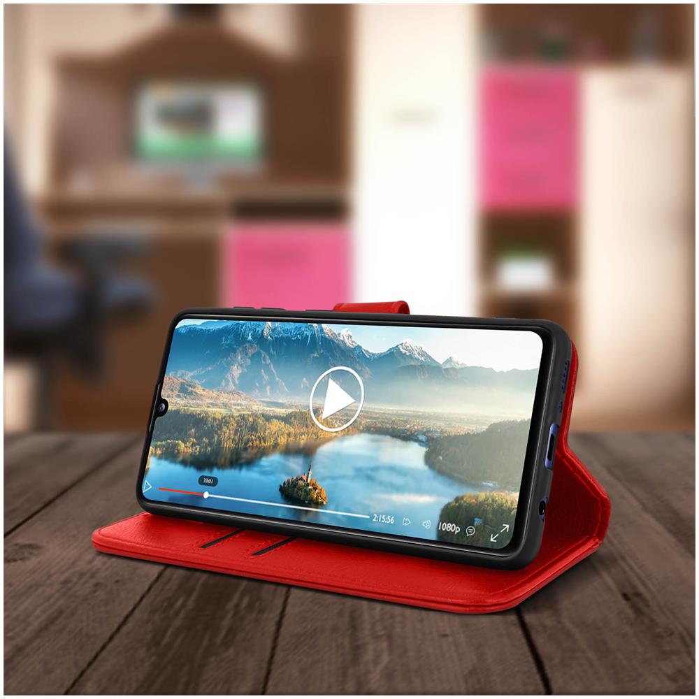 Custodia Samsung Galaxy A41 Portadocumenti Funzione Supporto Rosso - Foto 2