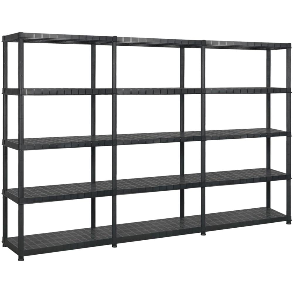 Scaffale A 5 Ripiani Nero 255x40x185 Cm In Plastica - Foto 1