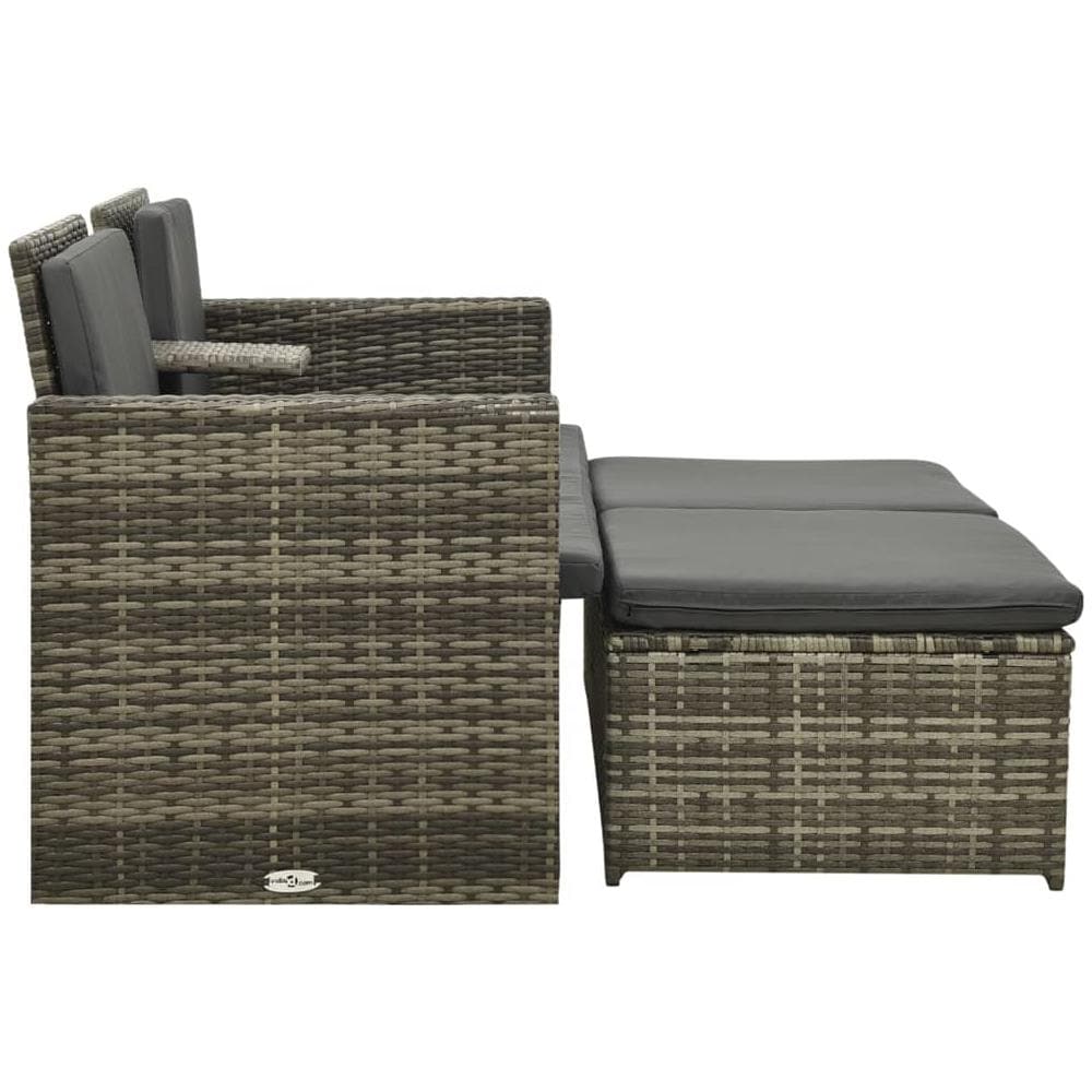 Set Divani da Giardino 3 pz con Cuscini in Polyrattan Grigio - Foto 2