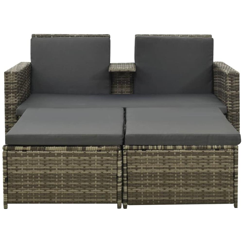 Set Divani da Giardino 3 pz con Cuscini in Polyrattan Grigio - Foto 3