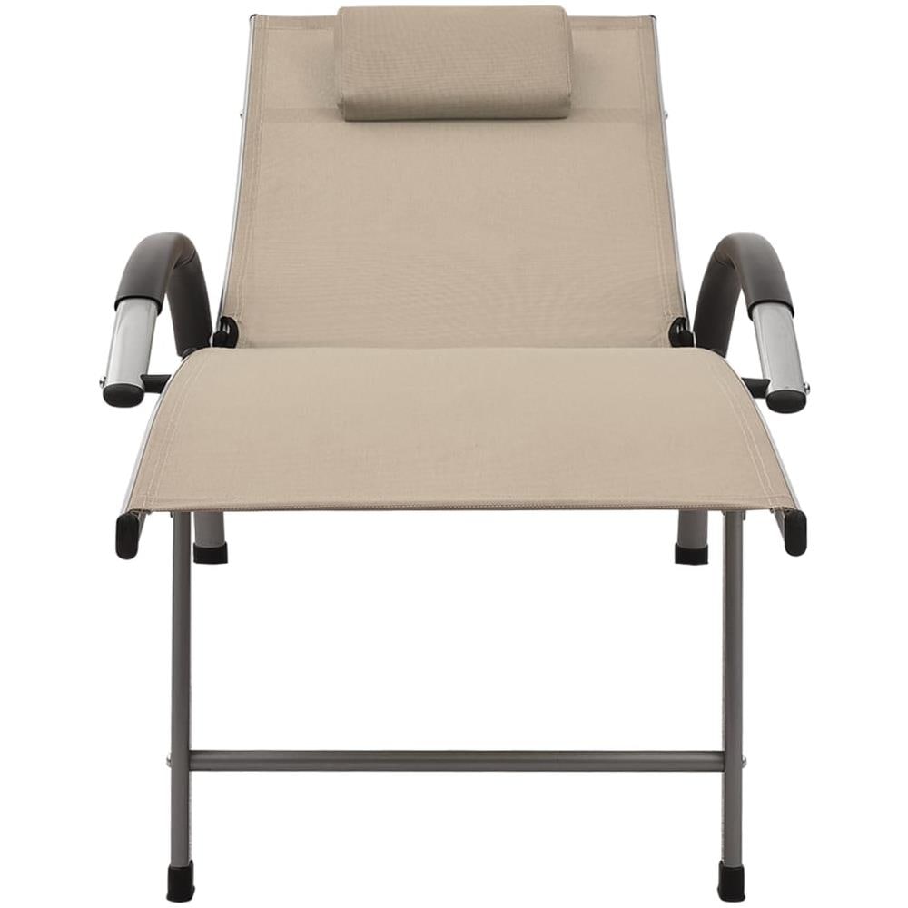 Lettino Prendisole in Textilene e Alluminio Crema - Foto 2