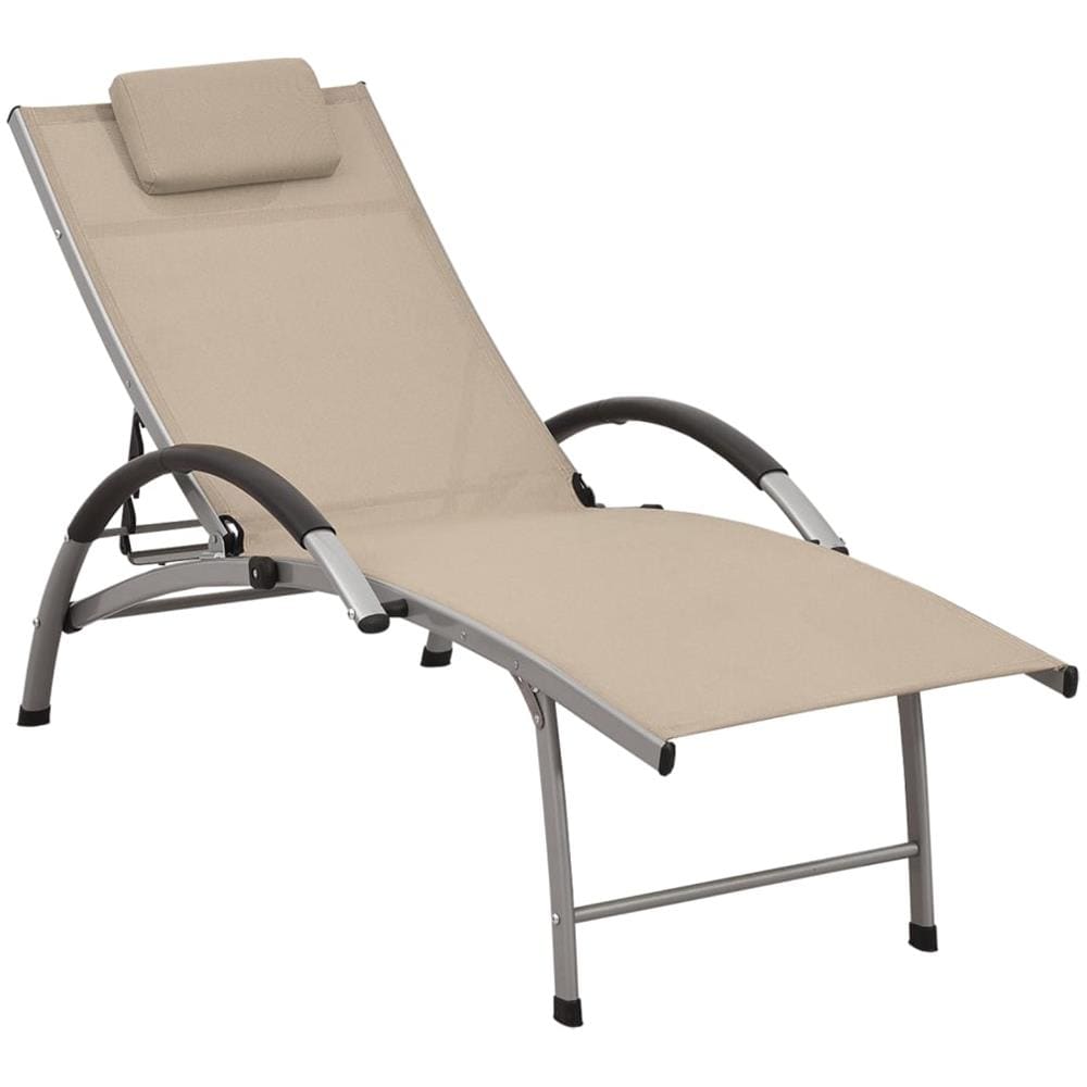 Lettino Prendisole in Textilene e Alluminio Crema - Foto 1