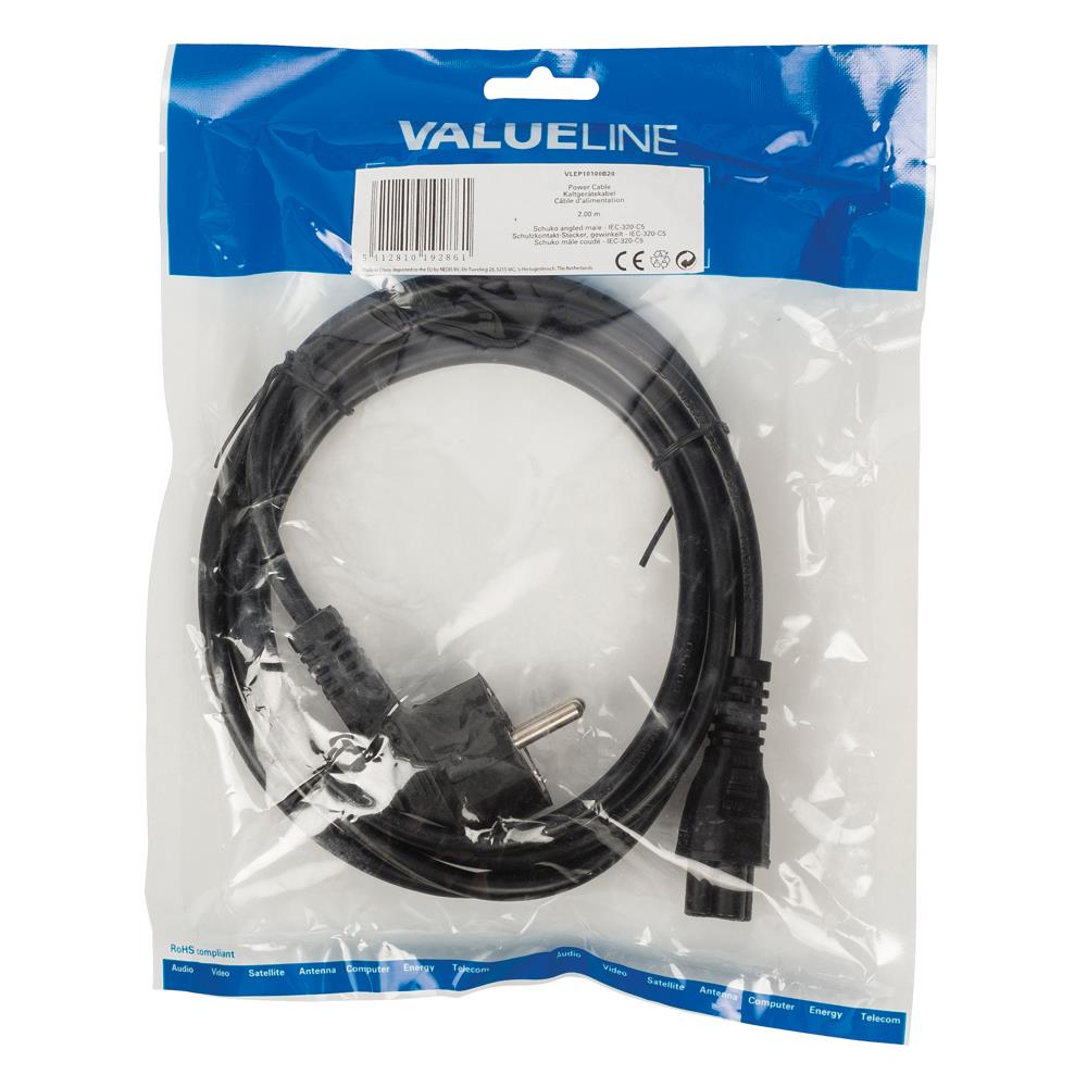 VLEP10100B20, Maschio, Power plug type F, C5 coupler, Ad angolo, Dritto, Nero - Foto 1