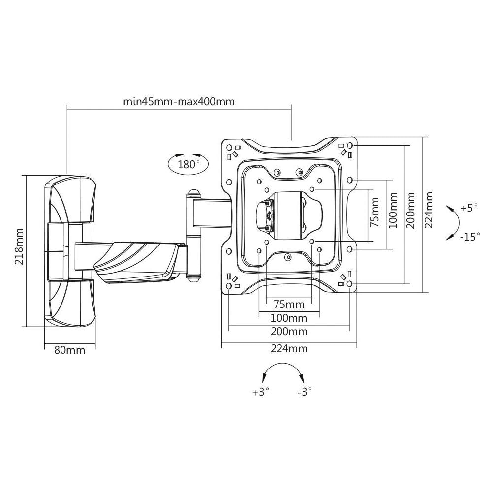 Supporto da parete per Computer monitor e TV Portata max 25 kg Colore Nero - Foto 2