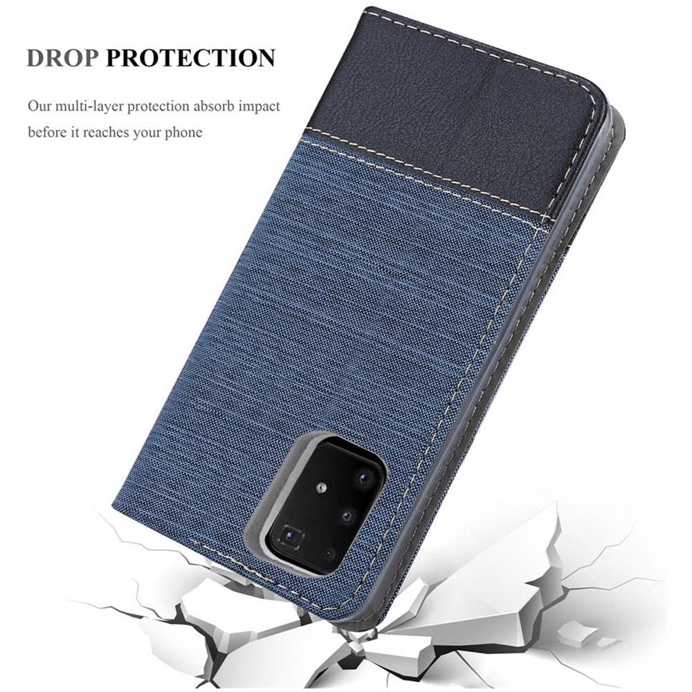 Custodia Compatibile Con Samsung Galaxy A91 In Blu Scuro Nero - Coperchio Protettiva Con Chiusura Magnetica, Funzione Stand E Tasca Per Le Carte - Foto 8