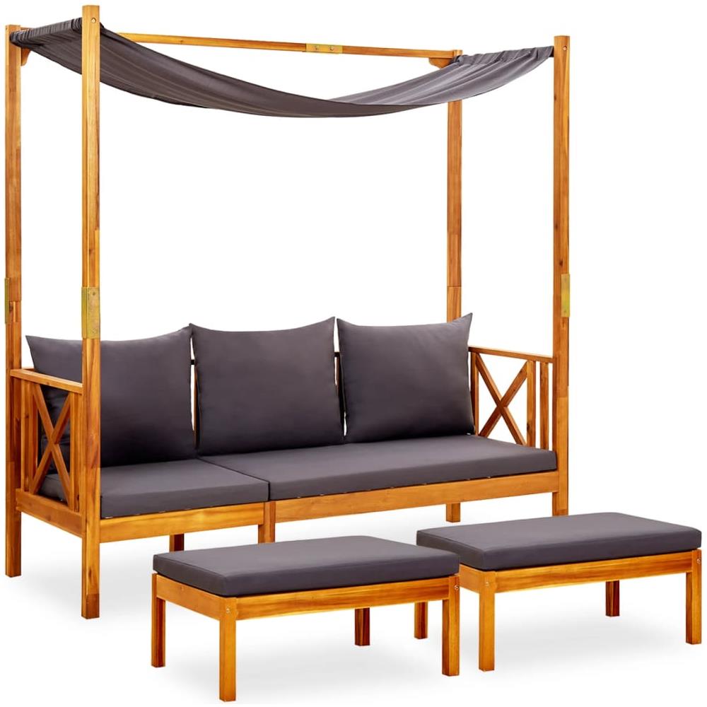 Panca Giardino Con Baldacchino E Poggiapiedi Massello Di Acacia - Foto 1