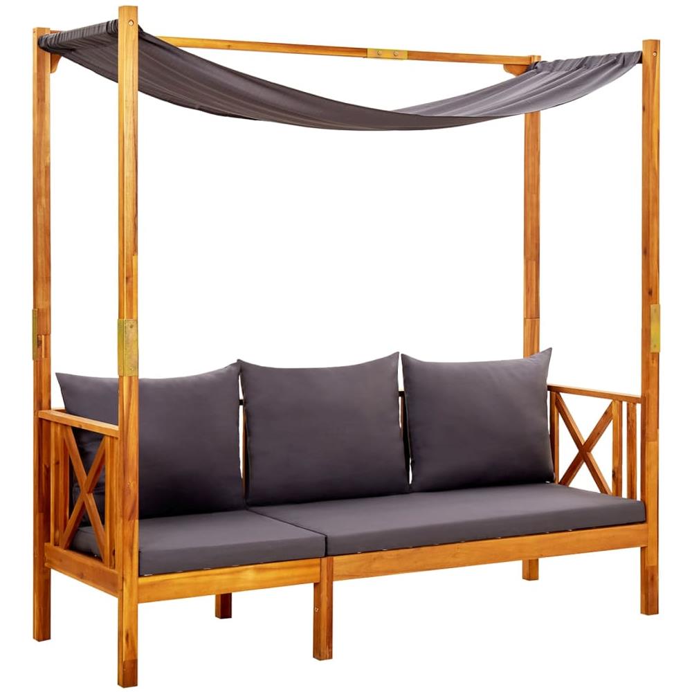 Panca Giardino Con Baldacchino E Poggiapiedi Massello Di Acacia - Foto 3