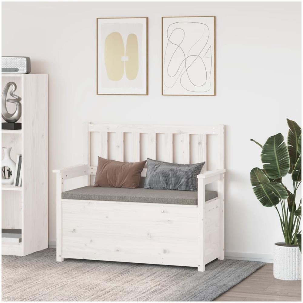 Panca Bianca 112,5x51,5x96,5 cm in Legno Massello di Pino - Foto 1