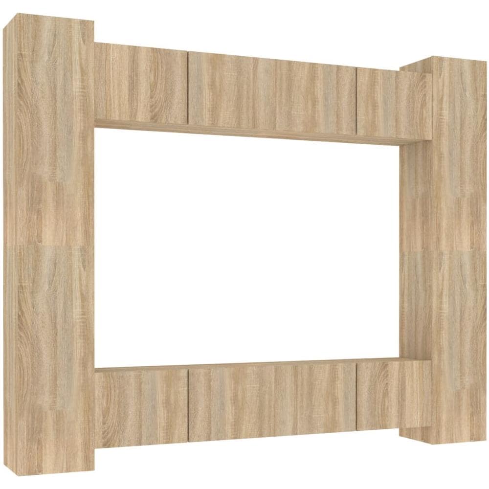 Set Mobili Porta TV 8pz Rovere Sonoma in Legno Multistrato - Foto 2