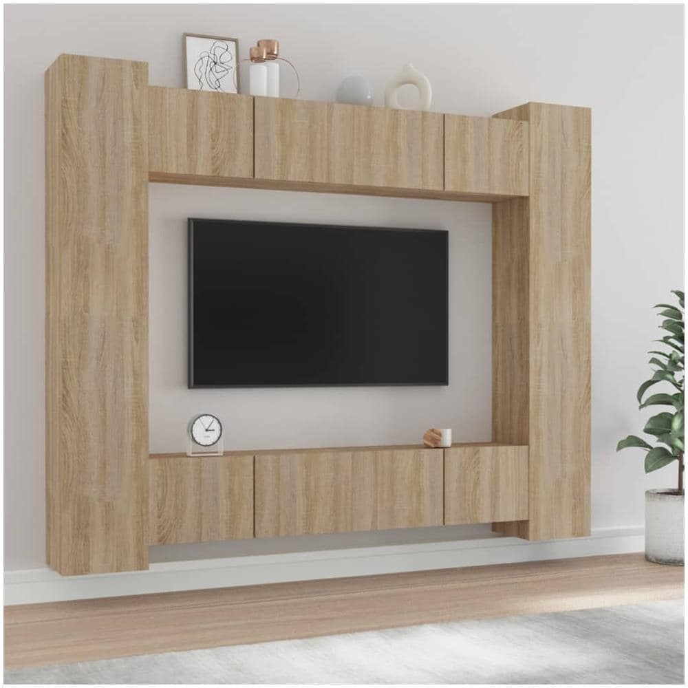 Set Mobili Porta TV 8pz Rovere Sonoma in Legno Multistrato - Foto 1