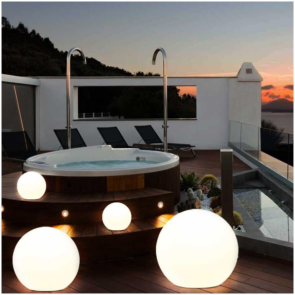 Lampada Sfera Da Giardino 30cm Luce Illuminazione Esterno Attacco E27 Bianco - Foto 2