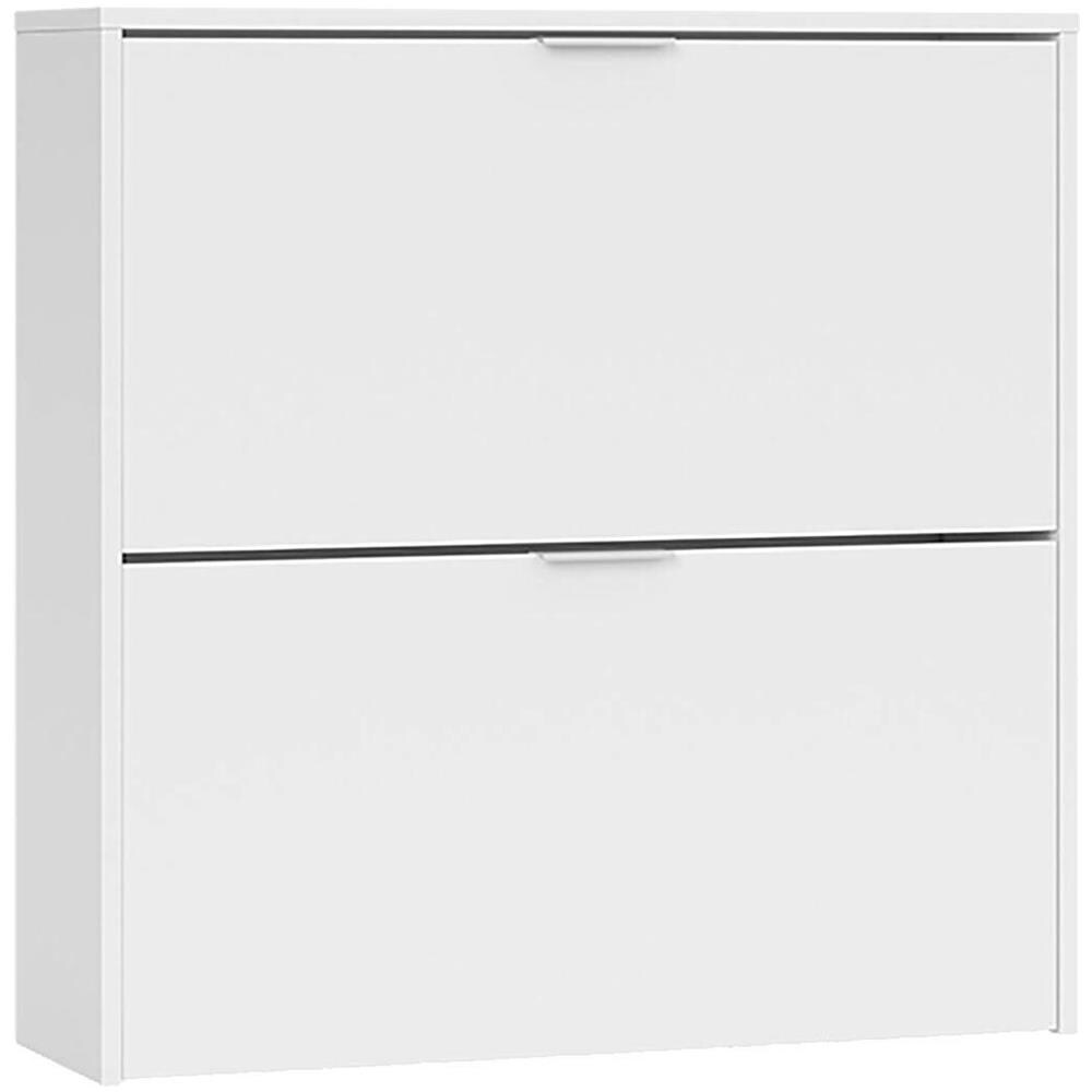 Scarpiera Louisville, Armadio Portascarpe A 2 Ante A Ribalta, Scarpiera Bassa Da Ingresso, Mobile Basso, 75x22h76 Cm, Bianco - Foto 2