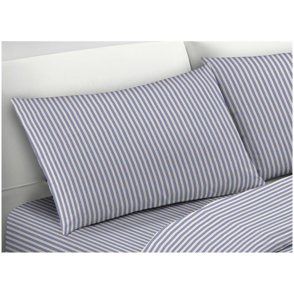 Completo Lenzuola Letto Camera In 100% Cotone Made Italy Vari Disegni Rp 1 Piazza Bastoncino Blu - Foto 4