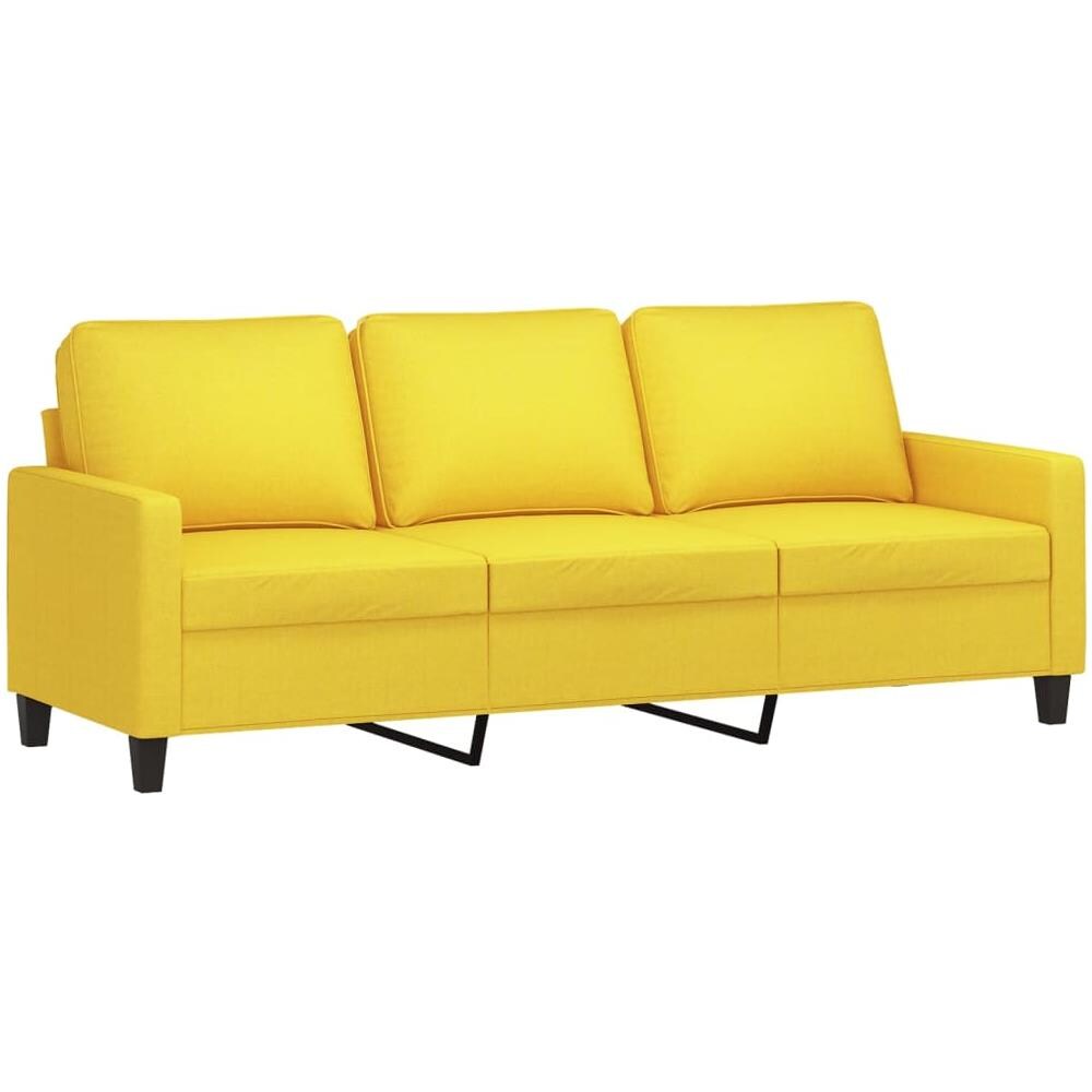 Divano A 3 Posti Giallo Chiaro 180 Cm In Tessuto - Foto 2